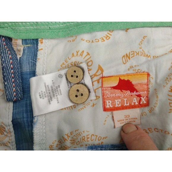 Tommy Bahama Relax Shorts Mens 33x10 100% Linen Plaid Bermuda Beach - Picture 9 of 13